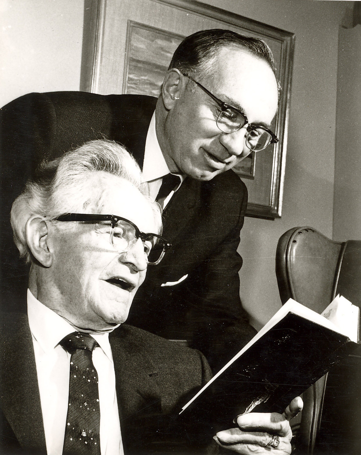 President Hinckely and President McKay with Chinese book of mormon