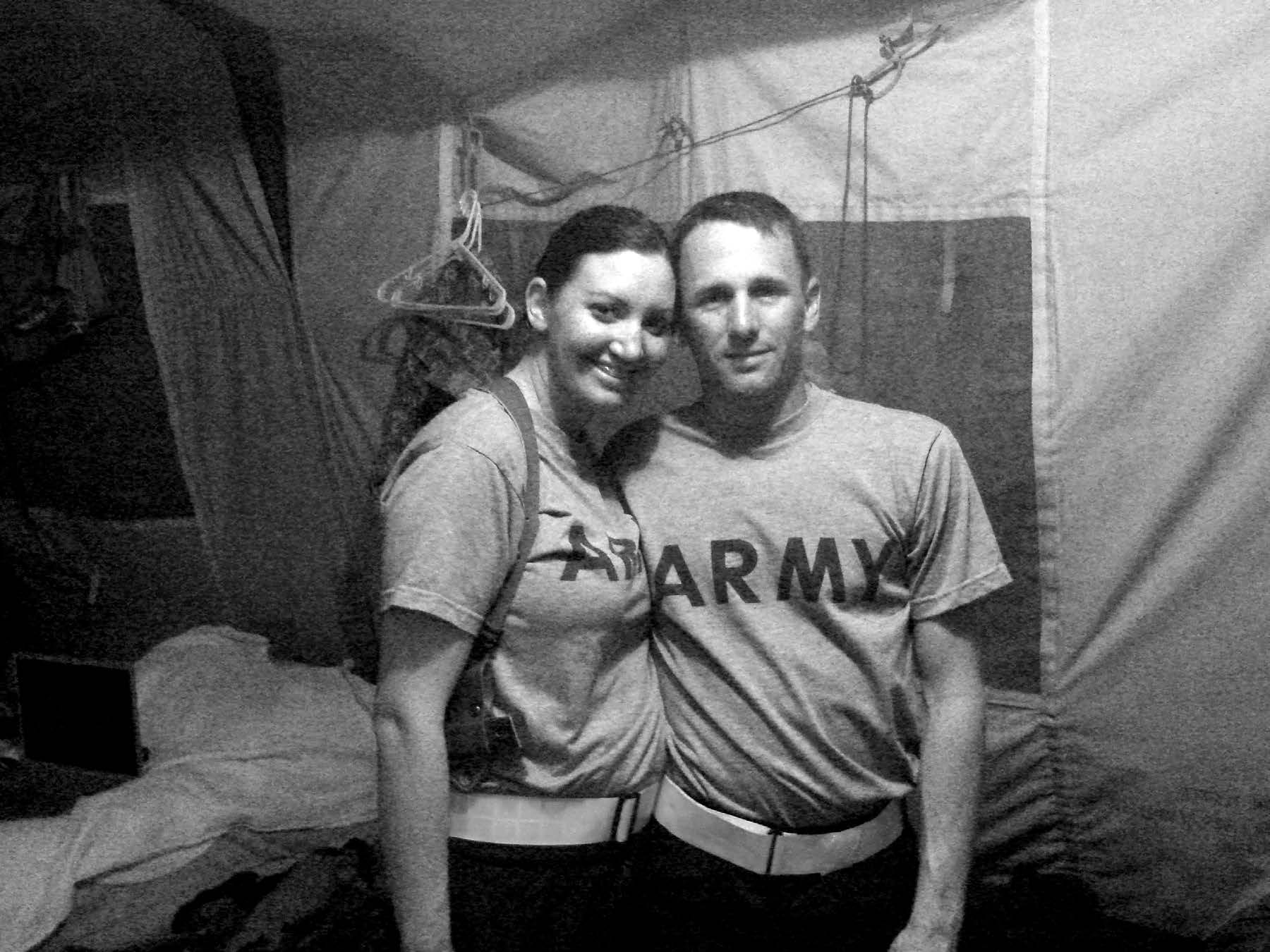 Donald and Lilia Bullock inside a military tent. Courtesy of Donald and Lilia Bullock.