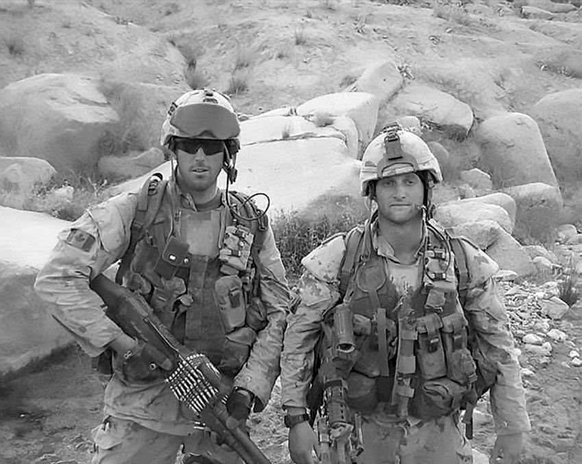 Robert Wright and Ryan Hearty on patrol looking for Taliban caves close to the Pakistan border in 2006. Courtesy of Robert Wright.