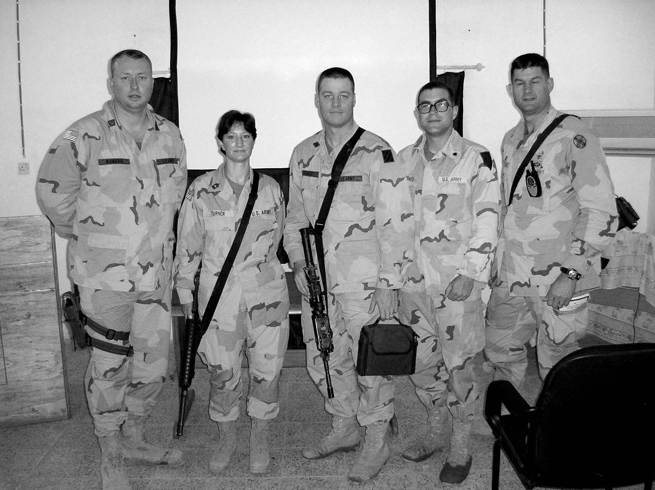 The Latter-day Saint service members’ group at Forward Operating Base Warhorse in Baquba, Iraq, during 2005. Courtesy of Marc E. “Dewey” Boberg.