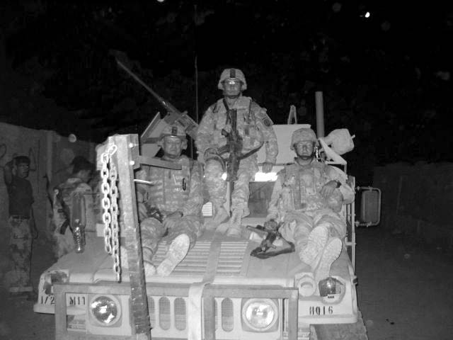 These photos show some of the damage received to the Humvee that Major Franklin Saffen and two of the soldiers in his unit (shown in the last photo) were riding in when an IED exploded underneath it on September 2, 2006. Fortunately, none of the occupants was seriously injured. Courtesy of Franklin Saffen.