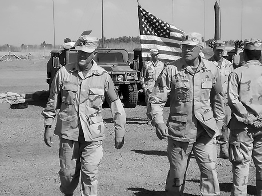 Lieutenant Colonel Randall E. Twitchell’s battalion headquarters, located near Baghdad International Airport, on the day the 95th Military Police Battalion assumed control of operations in Iraq from the 118th Military Police Battalion. Courtesy of Randall E. Twitchell.