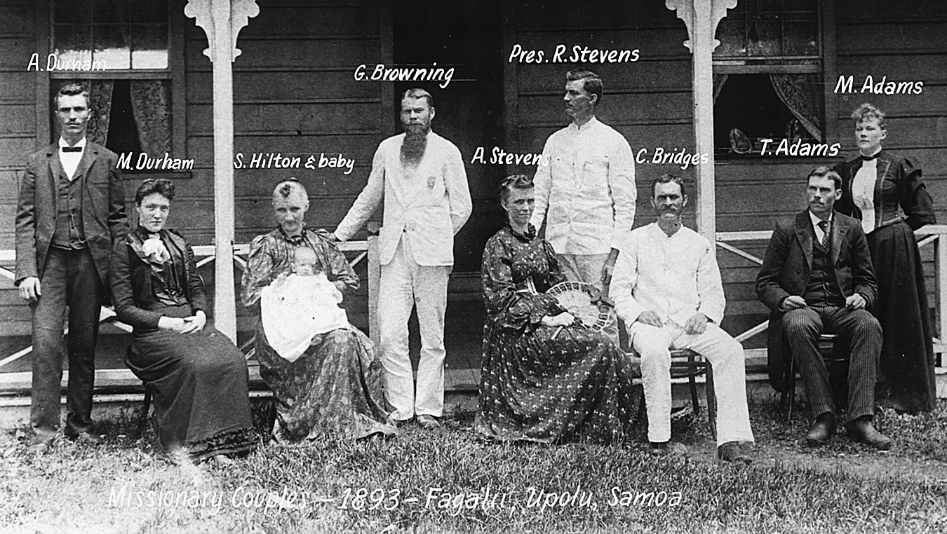 Elder Alfred and Sister Margaret Durham with Elder Thomas and Sister Maria Adams on their way to Tonga. Courtesy of Carl Harris.