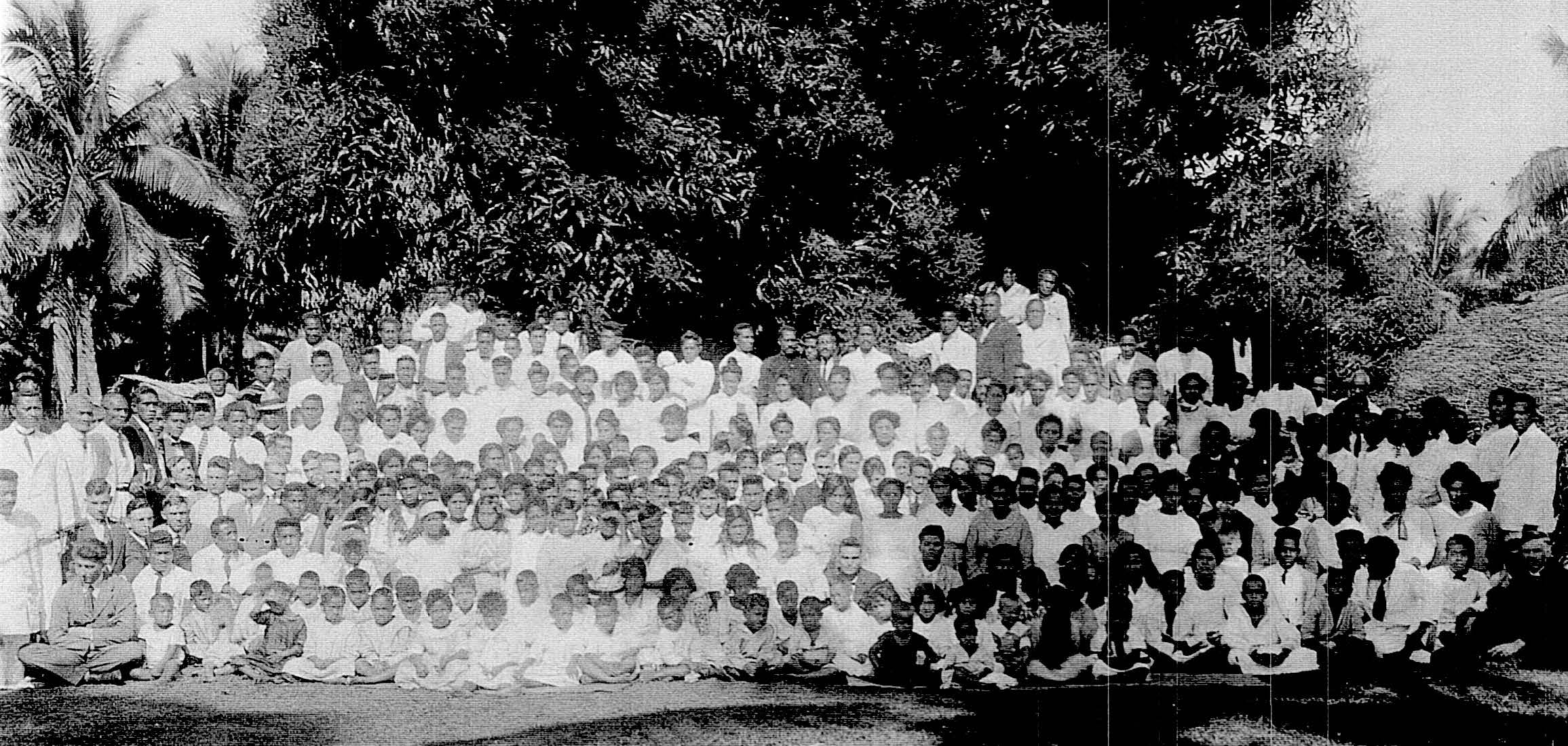 Elder David O. McKay with missionaries and men holding the priesthood. Clermont Oborn collection courtesy of Lorraine Morton Ashton.