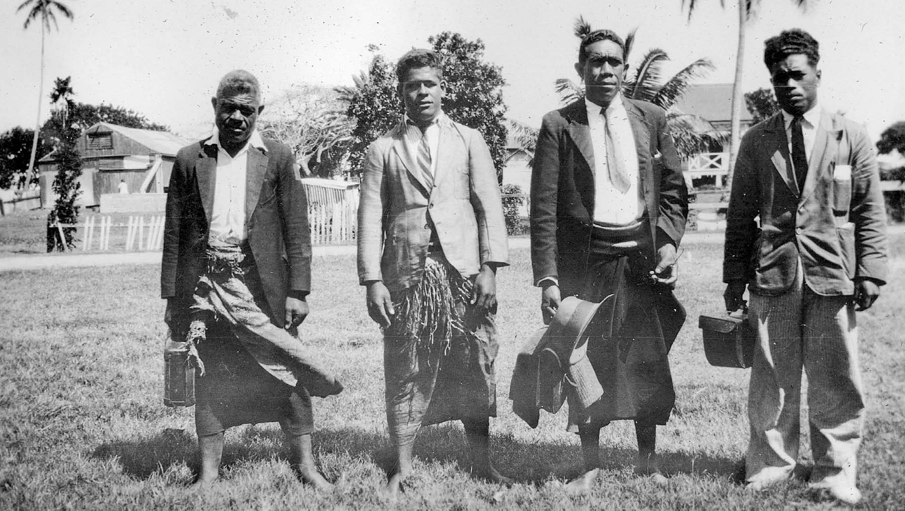 Native missionaries Sione Kongaika, Inoke Mataele, Simote Fusitu‘a, and Sione Tuita. Donald Anderson collection courtesy of Lorraine Morton Ashton.