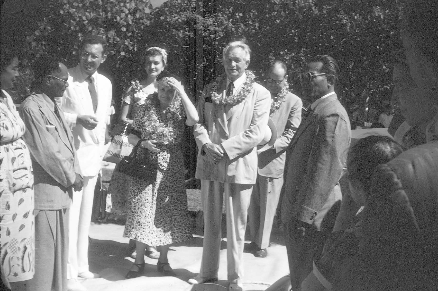 President and Sister Coombs with President and Sister David O. McKay at Liahona College. Courtesy of Lorraine Morton Ashton.