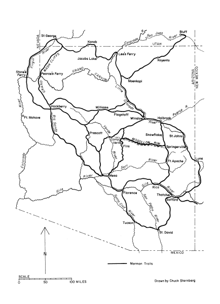 Latter-day Saint migration routes into Arizona.
