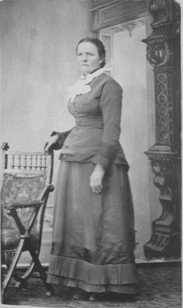 Elizabeth Adelaide Hoopes Allen wearing maternity fashion of the nineteenth century.