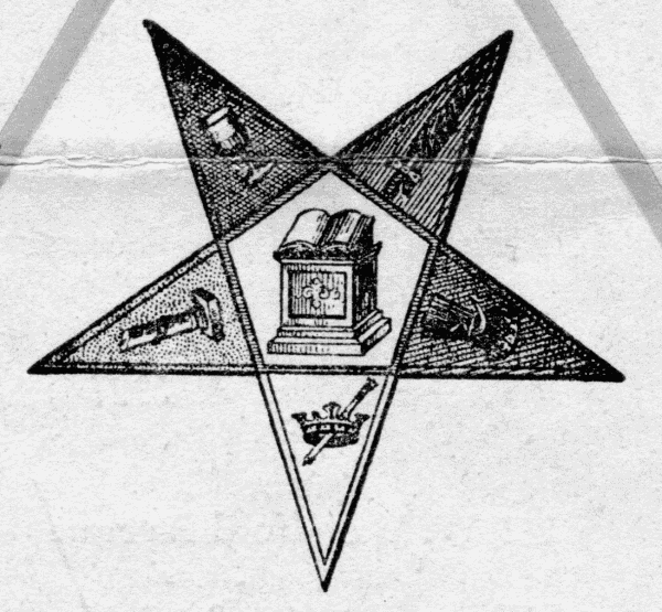 Miriam Bugbee's tombstone with the Order of the Eastern Star symbol.