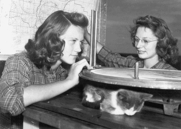 Wanda Turley and her sister Marilyn manning a Forest Service lookout.