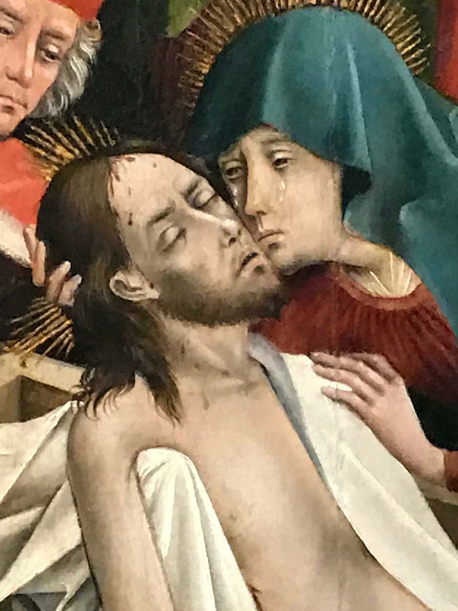 The image of Mary’s love and grief helps us increase our love for Christ. Johann Koerbecke, Six Panels from Marienfeld, detail, about 1443/57. LWL-Museum für Kunst und Kultur, Münster.