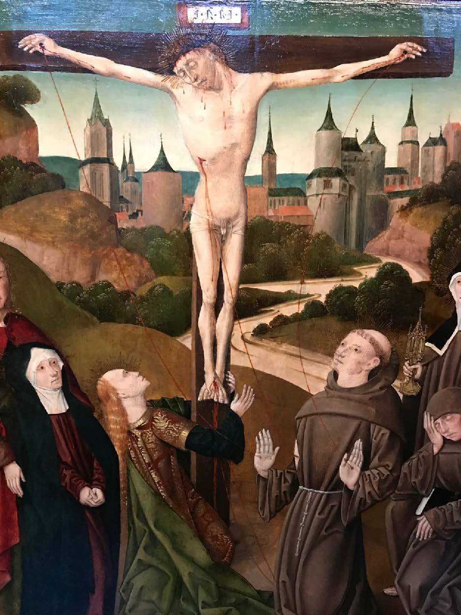 St. Francis was believed to have been changed into the image of Christ through his life of discipleship and his response of love beholding Christ’s suffering. Kruisdood van Christus met stigmatisatie van Franciscus, end of the fifteenth century. Museum Catharijneconvent, Utrecht.