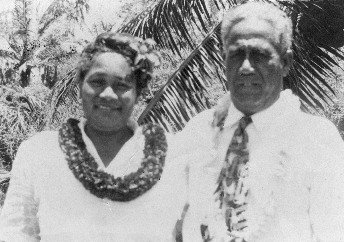 Beckoned to attend the Hawaii Temple in a dream, Muelu Taia and Penina Ioane Meatoga raised livestock and made copra until they could raise the necessary funds for their growing family to relocate to Lāʻie, where their family was sealed. Courtesy of Meatoga descendants.