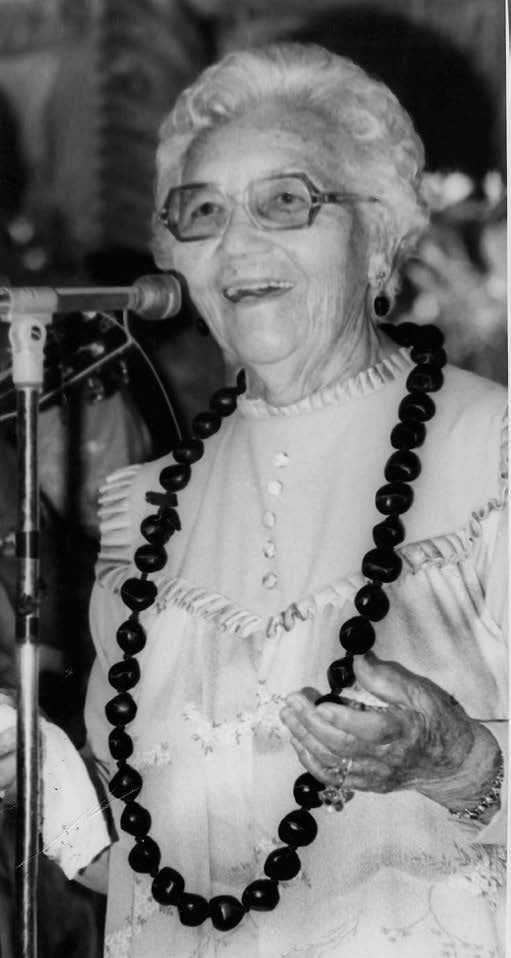 Nearly 59 years after singing at the 1919 temple dedication, Lydia Kahokuhealani Colburn felt blessed to sing at the 1978 rededication as well. Courtesy of BYU–Hawaii Archives.