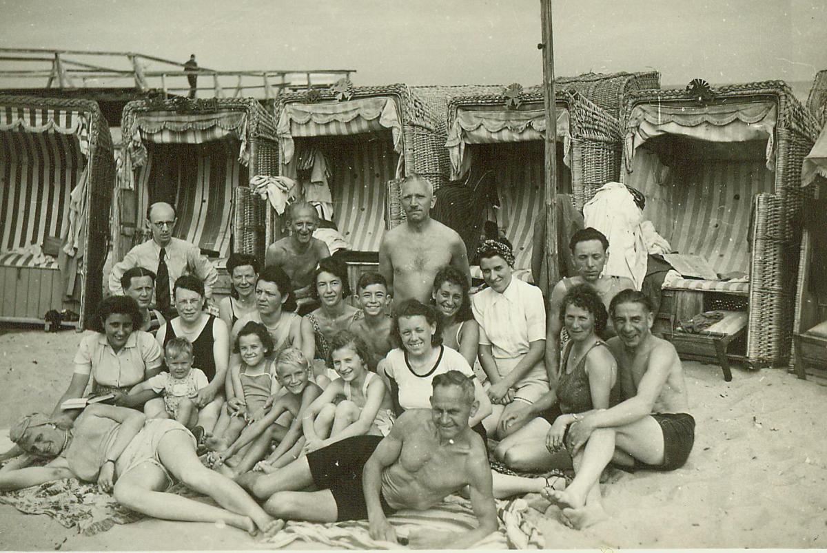 large group of people at the beach