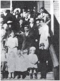 group of people on a porch
