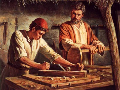 A young Christ working in the carpenter's shop