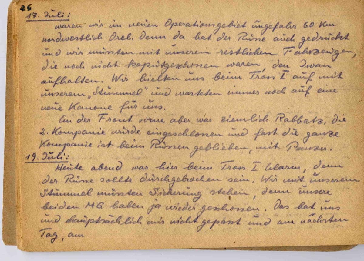 page from the diary