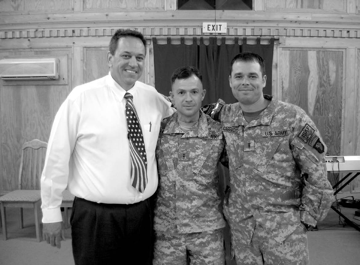Branch presidency of the Salerno Military Branch in August 2009. Left to right: Anthony Widdison (second counselor), Don Ellibee (president), and James Carrico (first counselor). Courtesy of Eugene J. Wikle.