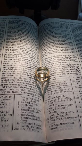 foto de un anillo sobre las escrituras