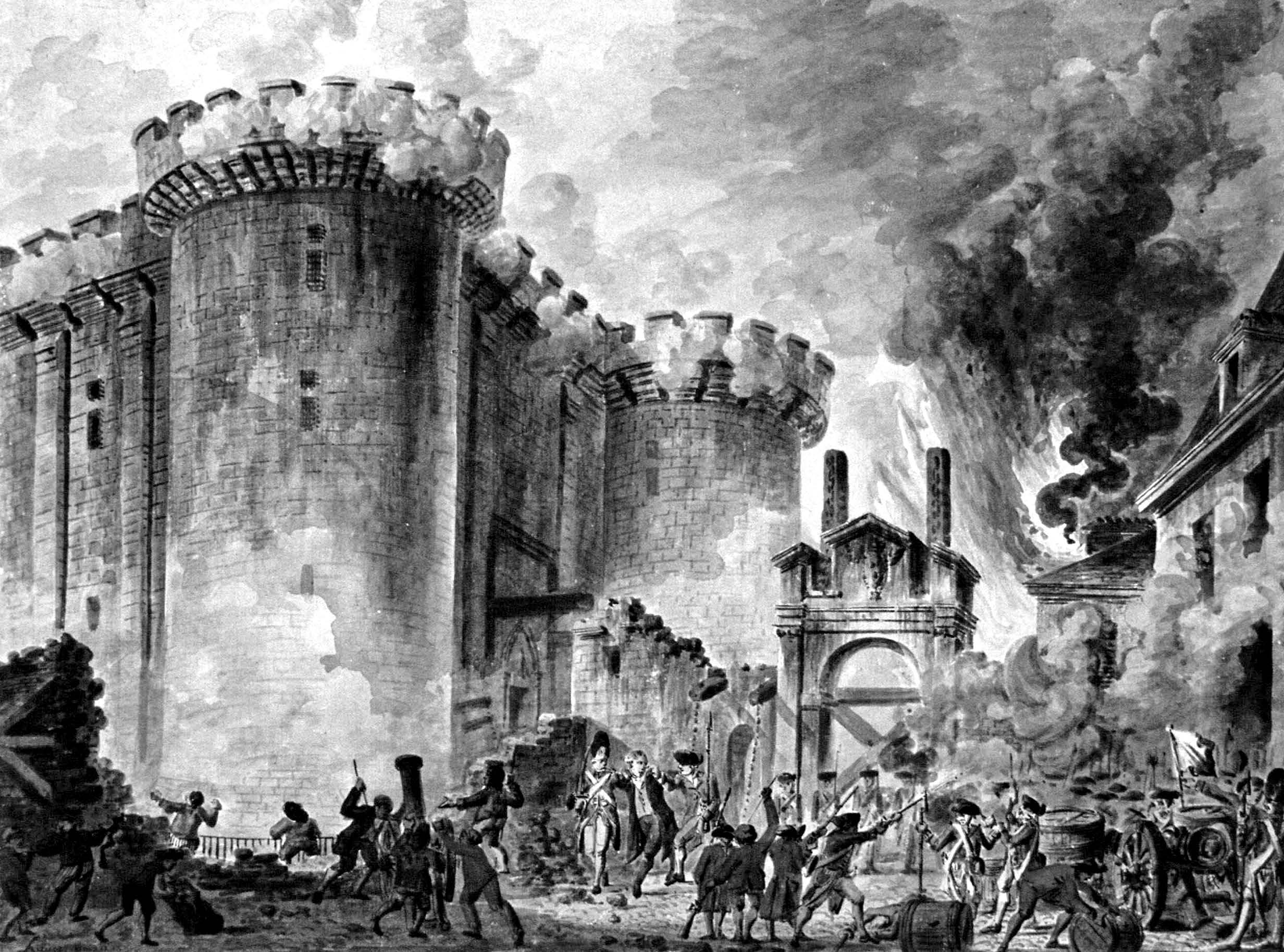 The Storming of the Bastille, or Prise de la Bastille (1789), by Jean-Pierre Houël.