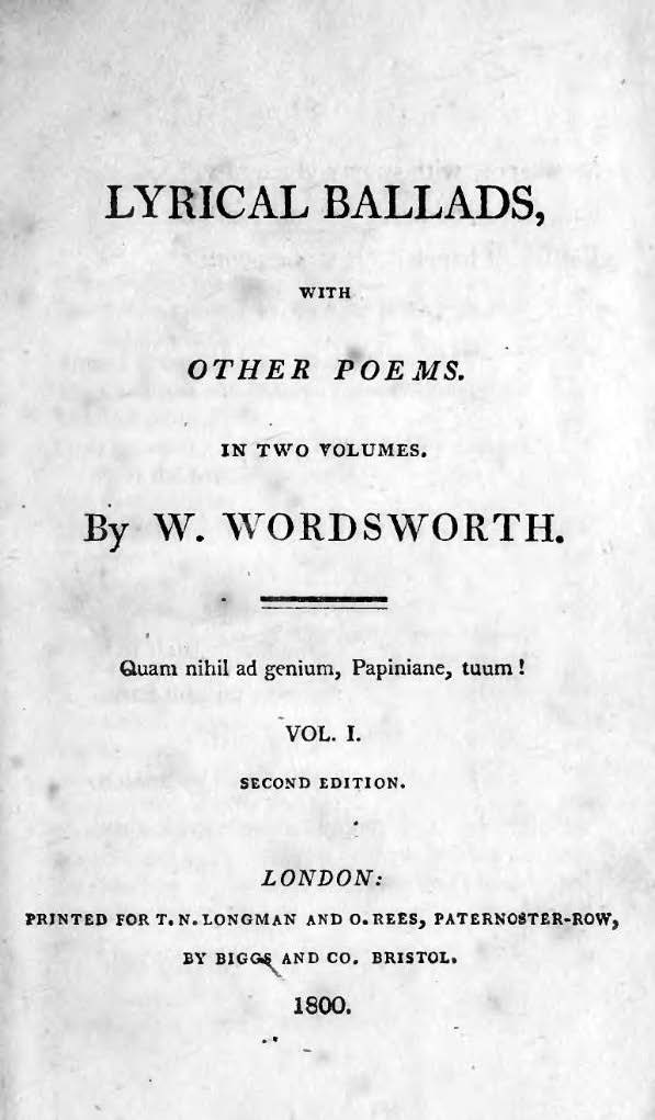Title page of Lyrical Ballads (1800).