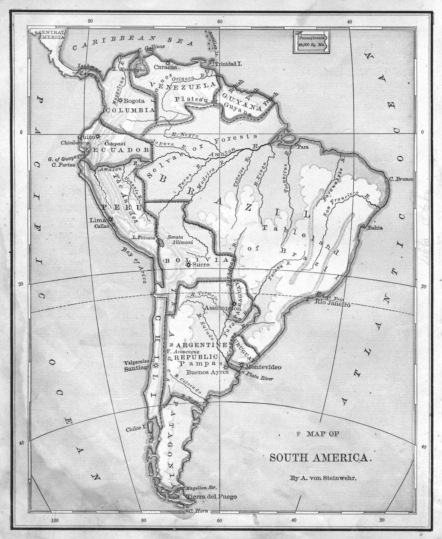 Map of South America, by A. von Steinwehr. iStock Photo by Getty Images.