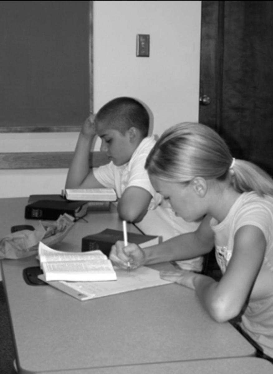 Young students studying
