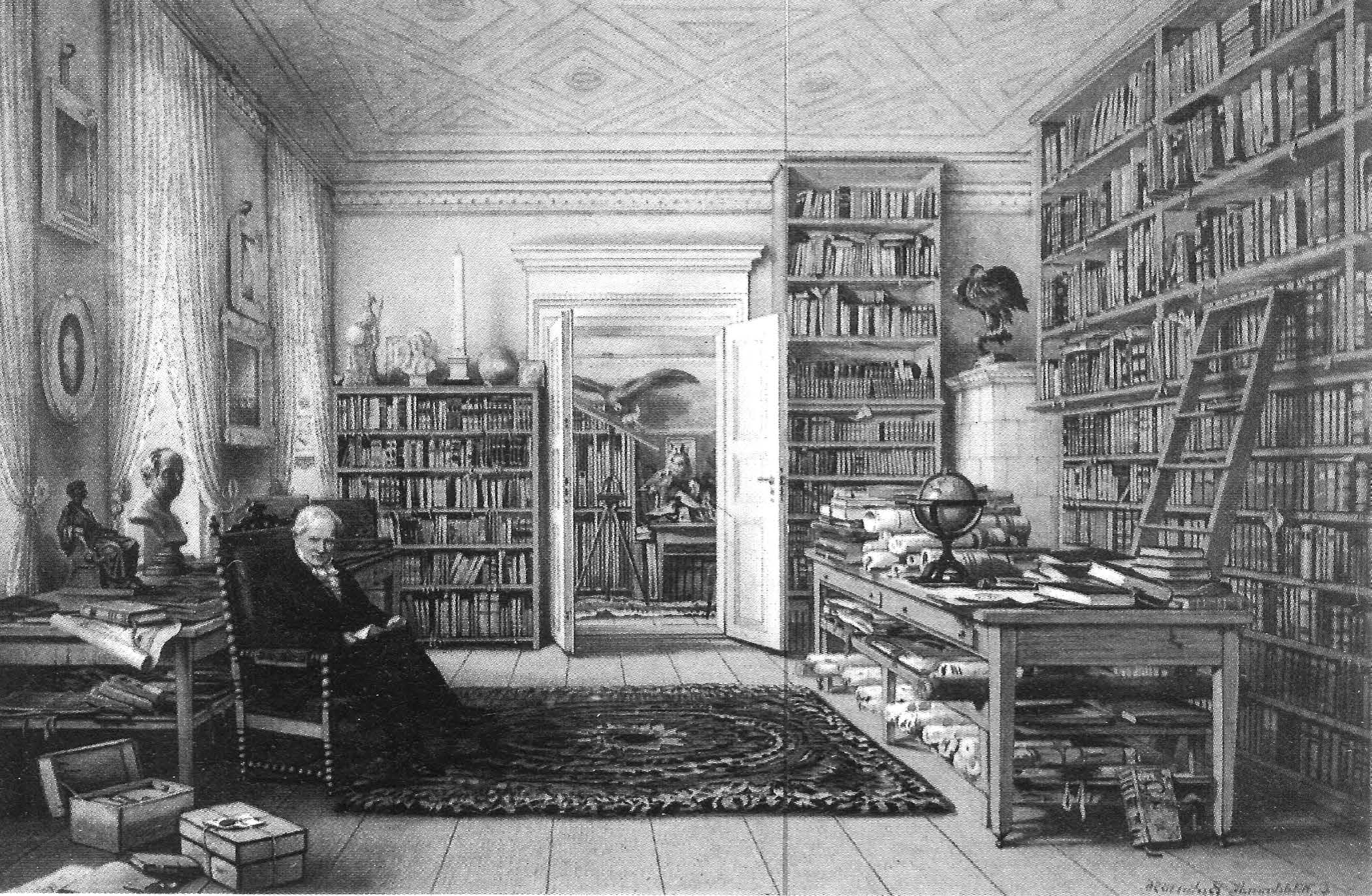 Study of Alexander von Humboldt in Berlin, Oranienburger Steet, 67, by Eduard Hildebrandt