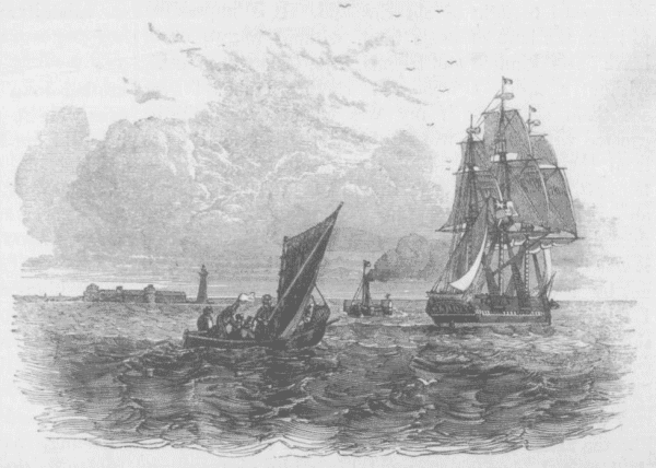 Sketch of ships leaving Liverpool.