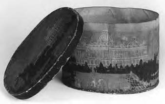 Figure 22. Bandbox with Wallpaper View of the Capitol, ca. 1840. From J. and D. Louv, Mizzentop Farm Antiques. Library of Congress.