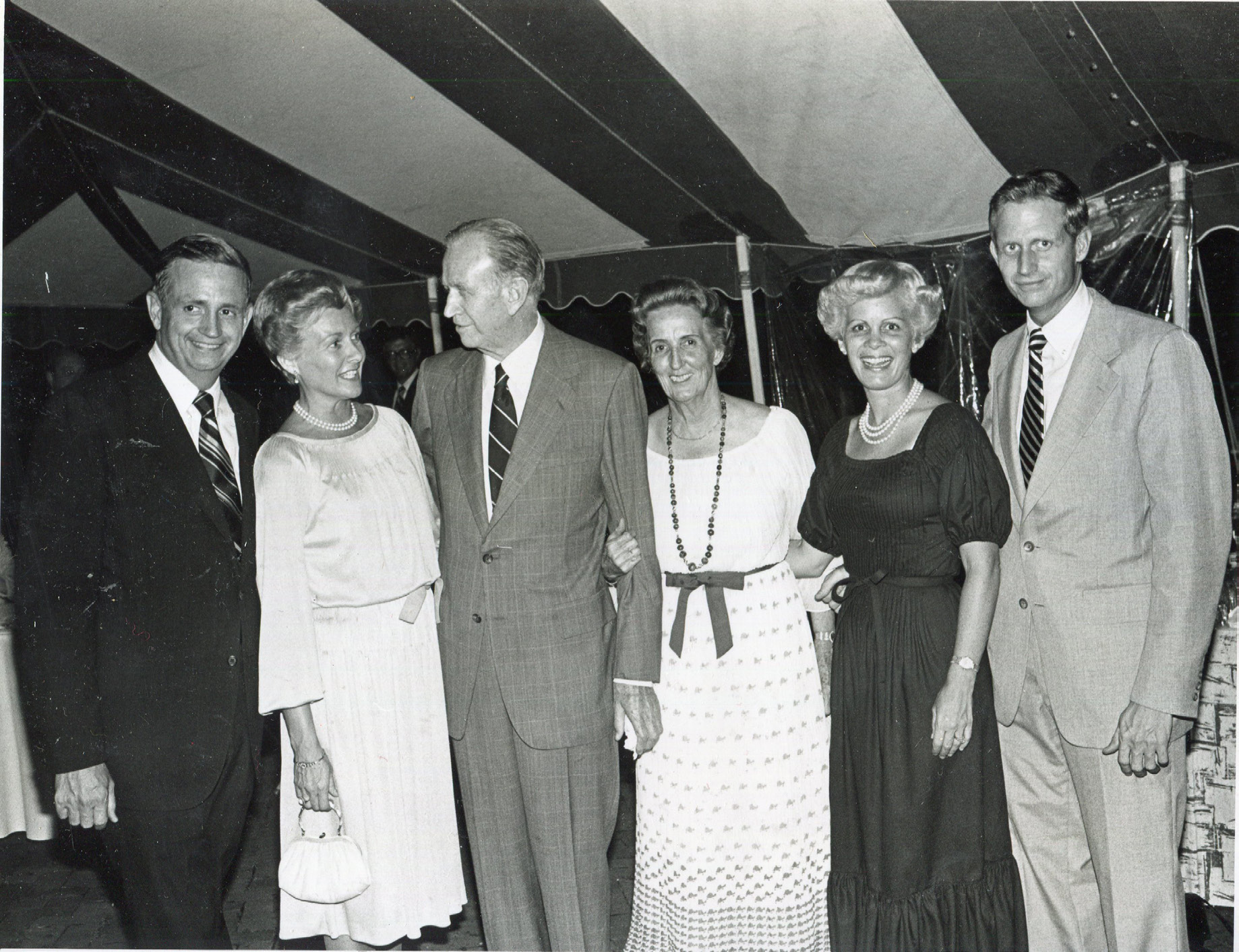 J.W. Marriott’s seventy-eighth birthday. Left to right: Bill, Donna, J.W., Allie, Nancy, and Dick Marriott.