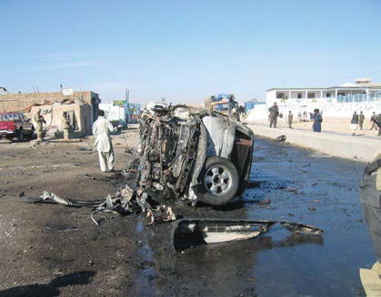 The armored vehicle that Elder William K. Jackson was riding in was attacked by a suicide bomber. This photo shows the damage the vehicle sustained. Courtesy of William K. Jackson.