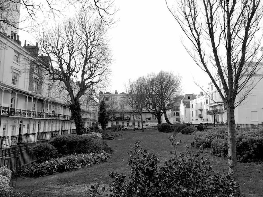Russell Square in 2020. The Goble family lived at 53 Russell Square before emigrating. Courtesy of Ann H. Rowan.