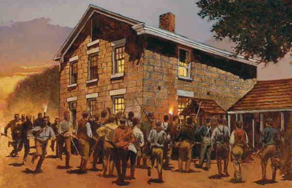 painting of the mob at carthage jail by william maughan