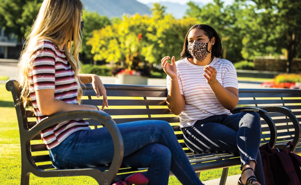 two girls talking