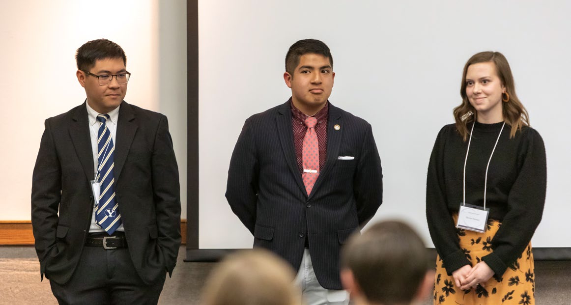 Student presenters handling questions and answers at the 2020 Student Symposium. Photo by Richard B. Crookston.