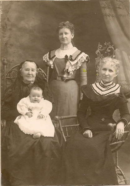 photo of laura hyde merrill with her mother, grandmother, and son, Joseph