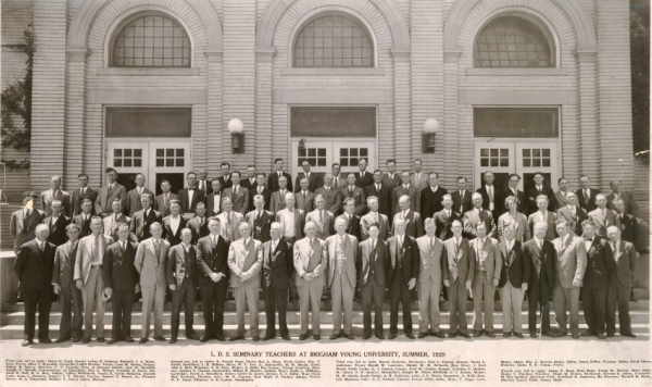 photo of joseph merrill with other seminary teachers at byu in 1929