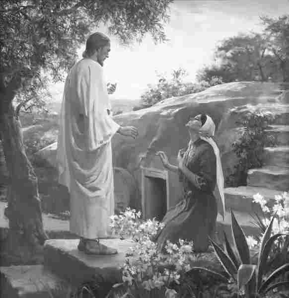 painting of christ speaking with mary at the resurrection