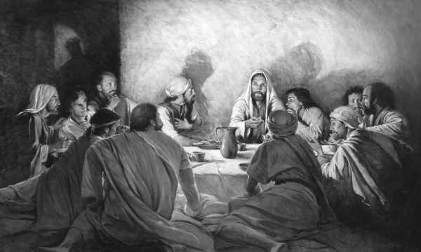 painting of christ and the apostles at the last supper table