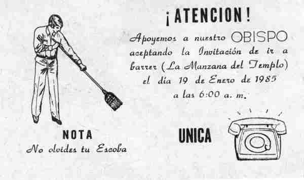 an invitation camacho handed out for cleaning the temple