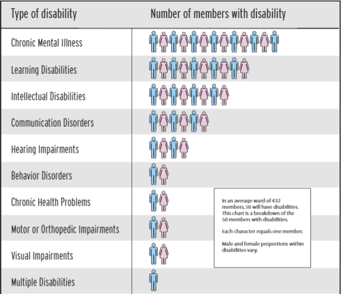 Chart breaking down members with disabilities