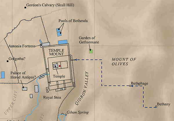 map of the triumphal entry