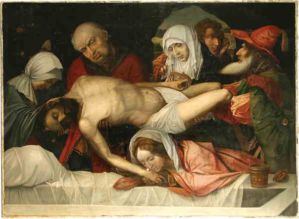 painting of Christ being entombed