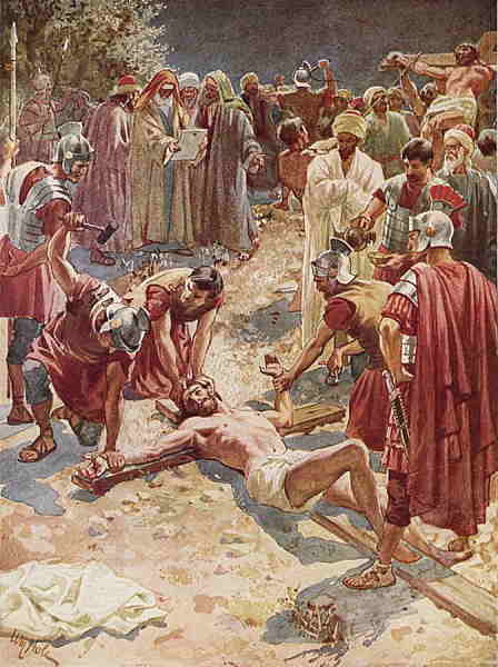painting of jesus being crucified