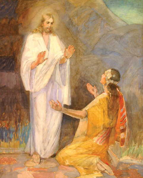 painting of christ with mary outside the tomb by minerva teichert
