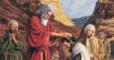 Illustration of Moses ordaining Joshua